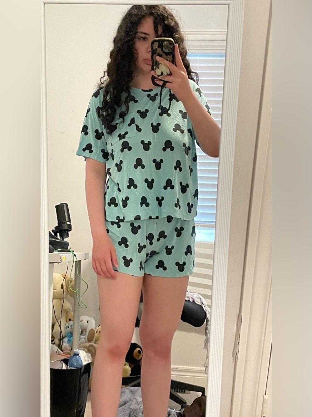 Women's Blue Mickey Print Pajama Set